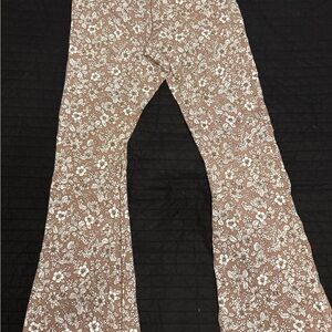 Floral Brown Flare High Waisted Yoga Pants